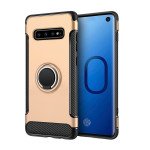 Wholesale Galaxy S10 360 Rotating Ring Stand Hybrid Case with Metal Plate (Gold)